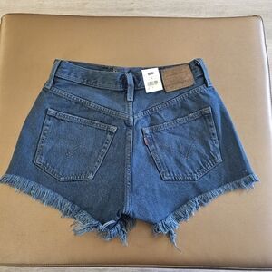 Levi's Women's 501 Cut Off Jean Shorts High Rise Button Fly Blue Denim Size 28